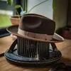 Sombrero fedora de moda de venta caliente transfronteriza sombrero de lana decorativo con cinta protector solar sombrero de lana pura francesa
