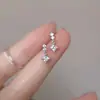 Pendientes de borla de plata de ley s925 con circonita, diseño japonés mini simple de moda de lujo ligero apilables, pendientes al por mayor transfronterizos