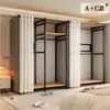 Guarda-roupa aberto com estrutura metálica, armário de armazenamento para quarto, uso doméstico, fácil de montar, adequado para apartamentos de aluguel