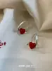 Brincos de Cor Café Vintage em Formato de Coração para Mulheres, Brincos Simples Elegantes de Gota de Óleo para Suéteres de Outono Inverno, Versátil, Personalidade de Alto Padrão