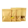 Bolsa de Papel Kraft con Fondo Plano de Alta Definición con Ventana Sello de Carne Bolsa Auto-sellante a Prueba de Humedad Bolsa Sellada para Empaque de Té y Alimentos
