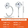 Aretes de Plata S925 Chapados en Platino con Moissanita, Ganchos para Oreja de una Sola Moissanita en Forma de C con Cuatro Garras, Pendientes Minimalistas de Venta Caliente Transfronteriza