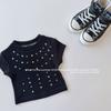 Camiseta de Verão de Manga Curta para Meninas Estilo Ocidental para Bebê Infantil Personalizada Marca Moderna Estilo Coreano Fashion Brilhante Diamante Ombro Caído Top Fashion