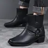 Botas mais vendidas da Amazon: botas Chelsea masculinas, de cano alto, botas de couro com salto grosso, sapatos masculinos da moda, disponíveis em tamanhos grandes, em estoque