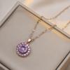 Collar para Mujer, Estilo Celebridad de Internet Europeo y Americano, Conjunto de Accesorios Giratorio de Flor de Girasol con Circonita Transfronterizo, Cadena para Clavícula Giratoria de 360 Grados