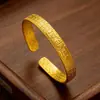Pulsera de Corazón de Oro Rosa Vietnamita de Moda, Carácter de Fortuna del Sutra del Corazón, Estilo de Corte, Oro Imitación Tallado, Cien Fortunas, Pulsera Abierta, Accesorios, Venta al por Mayor