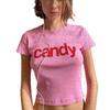 Moda Verão Estilo Coreano Simples Estampa de Letras Slim Esportes ao Ar Livre Casual Y2K Menina Sexy Camiseta de Manga Curta