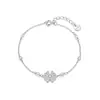 Pulsera de plata de ley S925 con estrella y trébol de cuatro hojas de circonita para mujer, diseño de nicho de moda europea y americana, joyería versátil, venta al por mayor transfronteriza