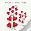 Decorações de Unhas Artísticas Cor-de-Rosa em Formato de Coração Irregular com Fundo Pontiagudo Atacado, Pedras de Strass Brilhantes 3D em Formato de Coração Grandes e Pequenas, Decorações de Unhas de Vidro
