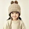 Touca de bebê, estilo inverno, para meninas, touca de princesa, em formato de coração, moderna, fofa, touca de tricô que cobre as orelhas, touca de lã, adorável