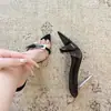 Nova Coleção de Verão: Sandálias Femininas Abertas na Ponta, Bico Fino, Transparentes em PVC, com Fivela de Metal, de Calçar, Sexy e Adequadas para Uso ao Ar Livre, com Salto Alto Fino