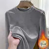 Camiseta de Manga Longa Outono e Inverno para Mulheres, Camiseta Interna com Forro de Fleece, Novo Estilo Popular 2026, Top Justo para Outono, Camiseta de Base