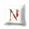 Funda de almohada de poliéster estampado de flor acuarela decoración de coche 26 letras inglesas funda de cojín para el hogar QTB14