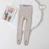 Leggings Gruesos Forrados de Felpa para Niñas para Otoño e Invierno, Pantalones Térmicos para Niños, Mallas Cortas de Felpa Integradas con Rayas Verticales al por Mayor
