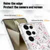 Estilo fresco e jovem, rosa claro com delicado padrão de flores silvestres, capa de celular magnética para Samsung S23/S24 Ultra, capa protetora transparente