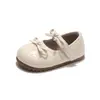 Zapatos de piel para niña estilo coreano, nueva colección primavera/otoño 2026, chic y elegantes con diseño de moño, perfectos para niñas pequeñas y princesas
