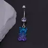 Moda Estilo Europeo y Americano Acero Inoxidable Anillo Umbilical Lazo Uña Umbilical Gatito Microincrustado Anillo de Ombligo Azul Uña de Ombligo