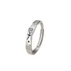 Anillo de Pareja Original El Principito y la Rosa Plata Pura 999 Versión Coreana Lujo Ligero Nicho Gama Alta Martillado Abierto