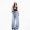 Jeans de Mezclilla Anchos de Pierna Ancha, Rasgados, Ajuste Delgado, Retro Americano 2026, Versátiles, Texturizados, de Largo Completo, Caída Suelta