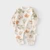 Mono jersey de hombro con hebilla para bebé de manga larga de algodón para primavera y otoño, sudadera con capucha para niños y niñas, para bebés y niños pequeños, ropa de escalada de primavera y verano
