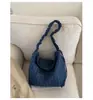 2026 Estilo Preguiçoso Retrô Jeans Bolsa Tote Grande Capacidade Versátil Listrada Estilo Artístico Estudante Universitário Bolsa de Ombro
