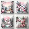 Funda de Cojín Decorativo Papá Noel Muñeco de Nieve Reno Impresa por un Lado para Navidad Invierno Sala de Estar Sofá Dormitorio