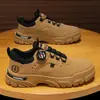 Zapatos Casuales Deportivos de Moda de Punta Baja con Botón Giratorio, Impermeables para Exteriores, Zapatos de Trabajo para Hombre, Nuevo Estilo de Primavera 2025
