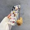 Funda para Teléfono Móvil Apple 15 Oso Donut iphone14 Ventana Grande 13 Soporte con Pulsera 12 Resistente a Caídas 11