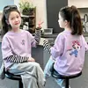 Nueva camiseta interior de algodón puro, linda camiseta de manga larga a rayas de dibujos animados para niñas, adecuada para primavera y otoño, top elegante para niños pequeños
