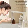 Nuevo grifo para lavabo blanco estilo crema, doble función para agua caliente y fría, tipo extraíble para tocador y gabinete de baño