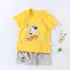 Conjunto de Moletom Curto de Verão Novo para Crianças Shorts Moda Conjunto Camiseta 100% Algodão para Meninos e Meninas Fino Tendência Atacado