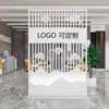 Pantalla Divisoria de Vidrio Moderna para Oficina con LOGOTIPO Pared de Imagen de Bloqueo de Fondo para Vestíbulo de Entrada y Escritorio de Recepción