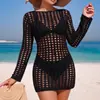AliExpress transfronterizo europeo y americano nuevo sexy ajustado con textura a cuadros jersey hueco protección solar para la playa cubierta de bikini