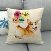 Perro Corgi Especial Transfronterizo para Cálido Dibujo Animado Funda de Almohada de Lino para Sofá Cama Mesita de Noche Funda de Cojín 922