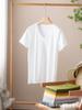 Camiseta feminina de algodão mercerizado de manga curta para o verão 80 amônia líquida algodão puro básico branco gola V manga curta atacado transfronteiriço