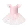 Ropa de Baile para Niñas Temu Transfronterizo Traje de Gimnasia para Actuación de Niña Pequeña Vestido de Ballet con Lentejuelas Elegantes y Mangas Volantes para Niñas Moderno