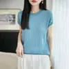 Suéter básico de punto para mujer con cuello redondo, suave y amigable con la piel, corte ajustado, versátil, color liso, top básico de manga larga