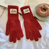 Luvas de Inverno Femininas Tela de Toque Sem Dedos Cor Sólida Quente Tricô Longo À Prova de Vento Cinco Dedos Ciclismo Estilo Coreano Tendência Casal Versátil