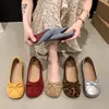 Outono 2025 Novos Sapatilhas Baixas com Laço Sapatilhas Estilo Fada Francesa Sapatos Mary Jane Retrô