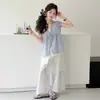 Conjunto de Verano para Niñas 2026 Nueva Moda Dos Piezas Top de Manga Corta y Pantalones Anchos Sueltos para Niños Mayores