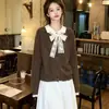 Cárdigan de Punto con Botones para Mujer, Diseño Estilo Coreano con Lazo de Encaje en Forma de Corazón, Nuevo Suéter Abrigo Casual, Otoño/Invierno 2026
