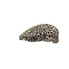 Gorra de visera con estampado de leopardo estilo retro americano para mujer, sombrero boina fino de diseño de nicho para verano, gorra de pico de pato
