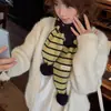 Bufanda de Punto Rayada Estilo Coreano 2026 Otoño/Invierno para Mujer, Calentador de Cuello de Lana Cálido y Versátil para Estudiantes y Parejas