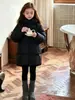 Jaqueta de Algodão com Capuz de Comprimento Médio para Meninas Inverno Novo Estilo Versão Coreana Engrossada para Crianças Médias e Grandes Jaqueta de Roupa Externa Infantil Solta Transfronteiriça