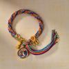 Cuerda de Mano Xizang Tejida a Mano Recurrente Cuerda de Mano Pequeña Pulsera Thangka Cuerda Thangka Dios de la Riqueza Madre Verde Zakilam