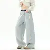 Jeans Desgastados Rasgados Azul Claro para Hombre, Novedad Otoño 2026 Estilo Americano Moderno Pantalones Sueltos de Pierna Recta Pierna Ancha