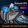 Carregador de Celular, Adaptador de Carregamento Rápido, Player Bluetooth Um para Três, Transmissor FM, Carregamento Rápido, Acendedor de Cigarros, Carregador USB para Carro