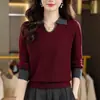 2026 Nuevo Suéter de Punto Base Elegante de Manga Larga con Cuello, Holgado, para Primavera y Otoño, Adelgazante, Moda, Top para Mujer