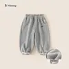 Pantalones Jogger para Niños Invierno Nuevos Color Sólido Versátiles para Niños Pequeños Casuales Largos Forrados de Felpa Engrosados Pantalones de Chándal para Niñas