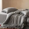 Conjunto de Roupa de Cama de 2 Peças Estilo Princesa Cor Sólida Renda Lyocell Tencel Lavado à Areia, Sedoso e Fresco para Dormir Nu, Roupa de Cama Confortável no Atacado